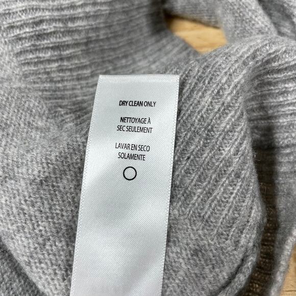 Frame NWT Long Sleeve Scoop Neck Sweater 100% Cashmere Gray Size XL Ruched - Picture 10 of 12
